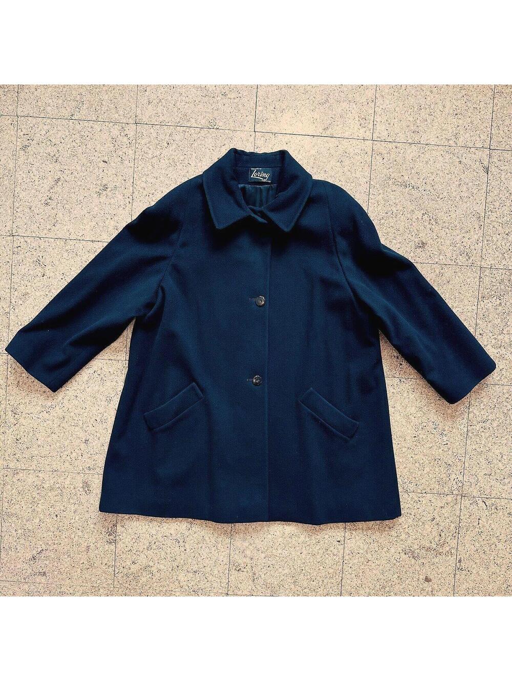 Vintage Stevens Forstmann Wool Coat Women's L / XL Black Swing Overcoat Luxe Mod